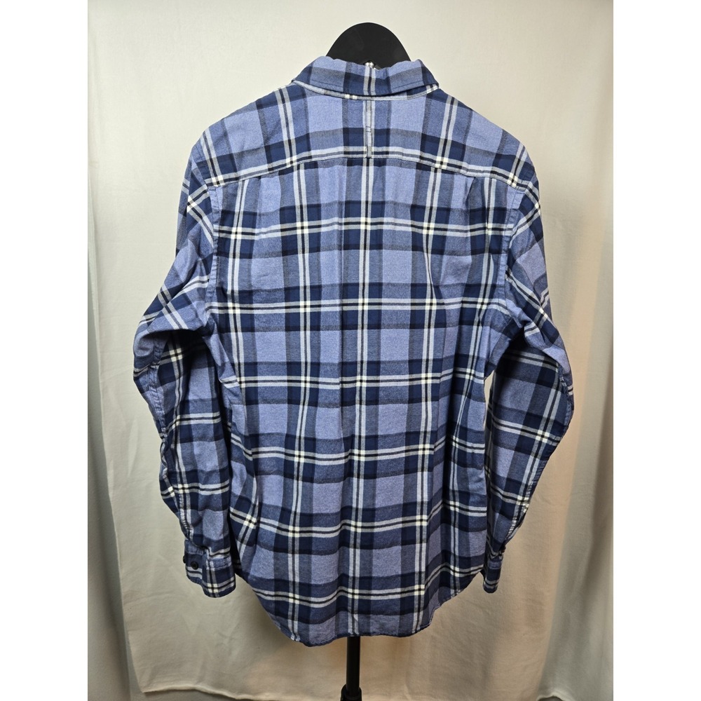 Banana Republic Luxe Flannel Slim Fit Men's Blue Plaid Button-Down Shirt M - Picture 2 of 9